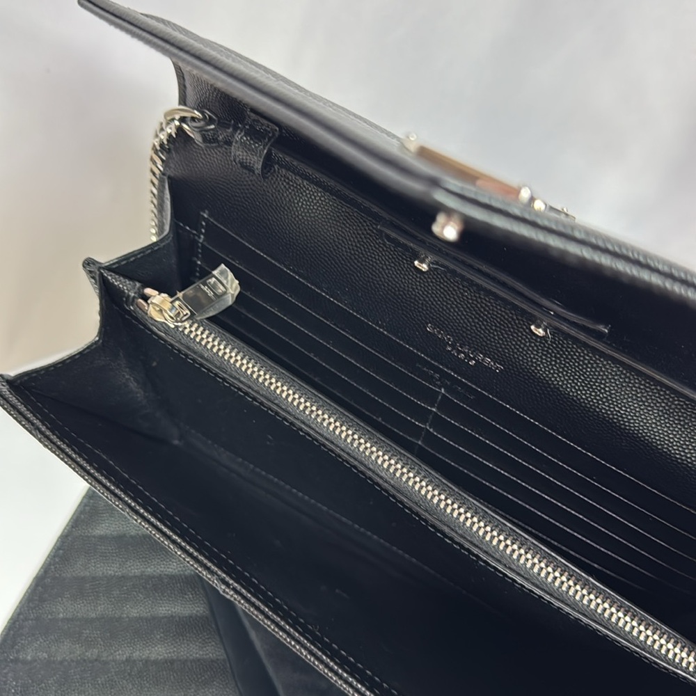 YSL Monogram Large Wallet Bag on Chain in Grained Leather Black - Picture 7 of 8